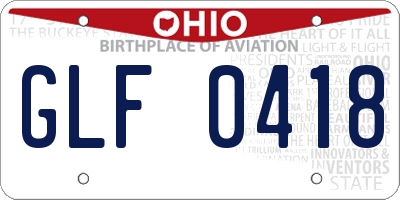 OH license plate GLF0418