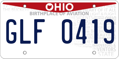 OH license plate GLF0419