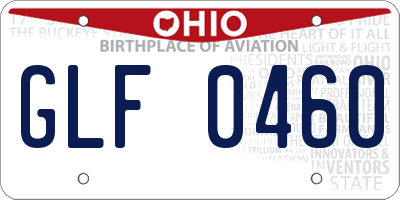 OH license plate GLF0460