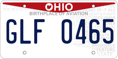 OH license plate GLF0465