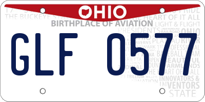 OH license plate GLF0577