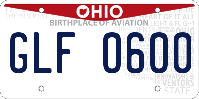 OH license plate GLF0600