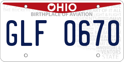 OH license plate GLF0670