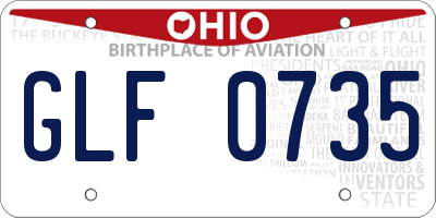 OH license plate GLF0735