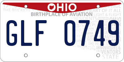 OH license plate GLF0749