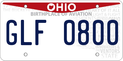 OH license plate GLF0800