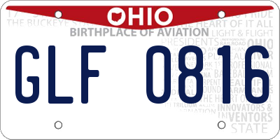 OH license plate GLF0816