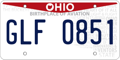 OH license plate GLF0851
