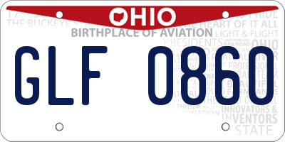 OH license plate GLF0860