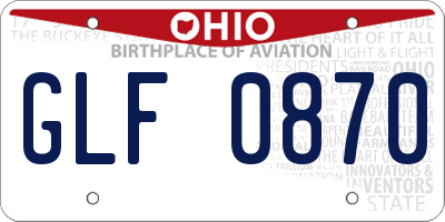 OH license plate GLF0870
