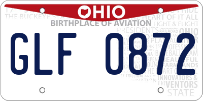 OH license plate GLF0872