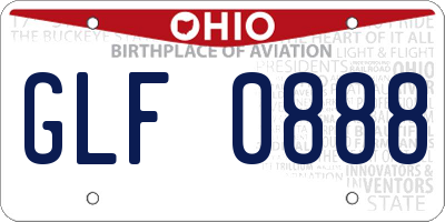 OH license plate GLF0888