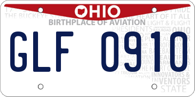 OH license plate GLF0910