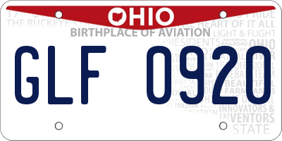 OH license plate GLF0920