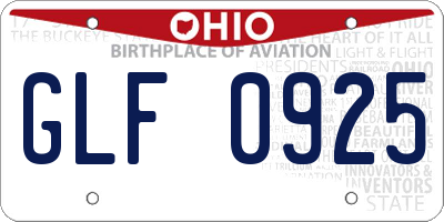 OH license plate GLF0925