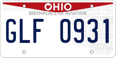 OH license plate GLF0931
