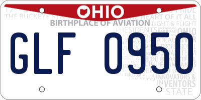 OH license plate GLF0950