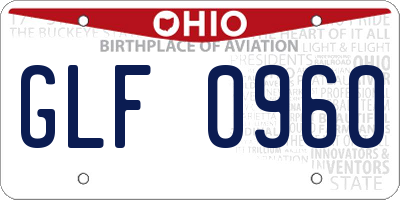 OH license plate GLF0960