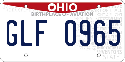 OH license plate GLF0965