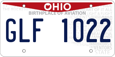 OH license plate GLF1022