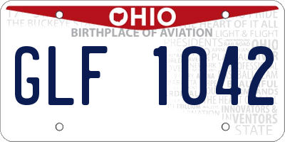 OH license plate GLF1042