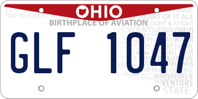 OH license plate GLF1047