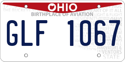 OH license plate GLF1067