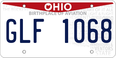 OH license plate GLF1068