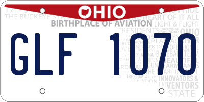OH license plate GLF1070