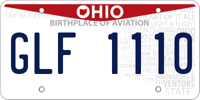 OH license plate GLF1110