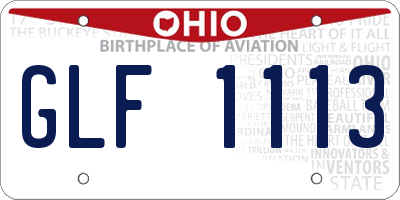 OH license plate GLF1113