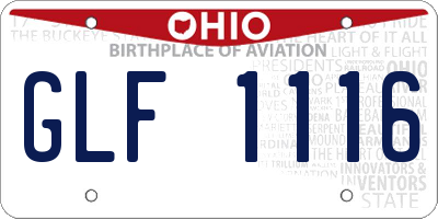 OH license plate GLF1116