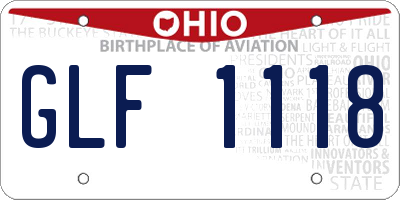 OH license plate GLF1118