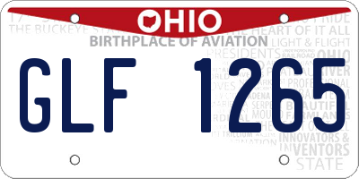 OH license plate GLF1265