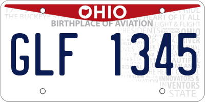 OH license plate GLF1345