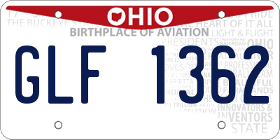 OH license plate GLF1362