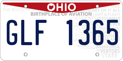 OH license plate GLF1365
