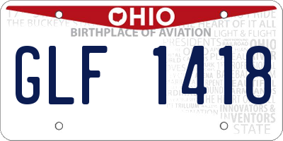 OH license plate GLF1418
