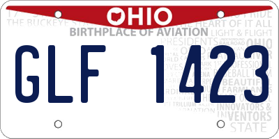OH license plate GLF1423