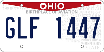 OH license plate GLF1447
