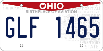 OH license plate GLF1465