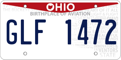 OH license plate GLF1472