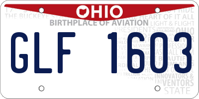 OH license plate GLF1603