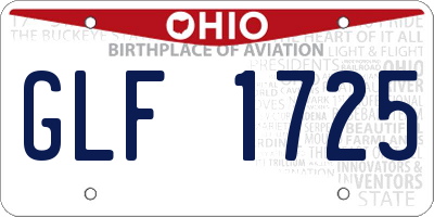 OH license plate GLF1725