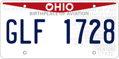 OH license plate GLF1728