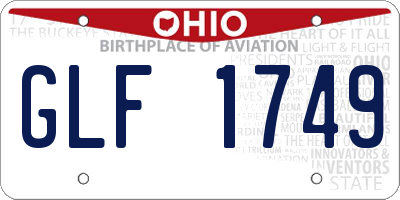 OH license plate GLF1749
