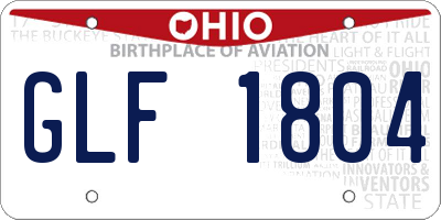OH license plate GLF1804