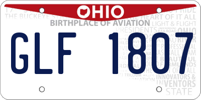 OH license plate GLF1807