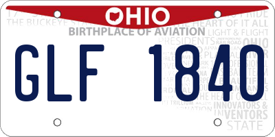 OH license plate GLF1840