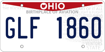 OH license plate GLF1860